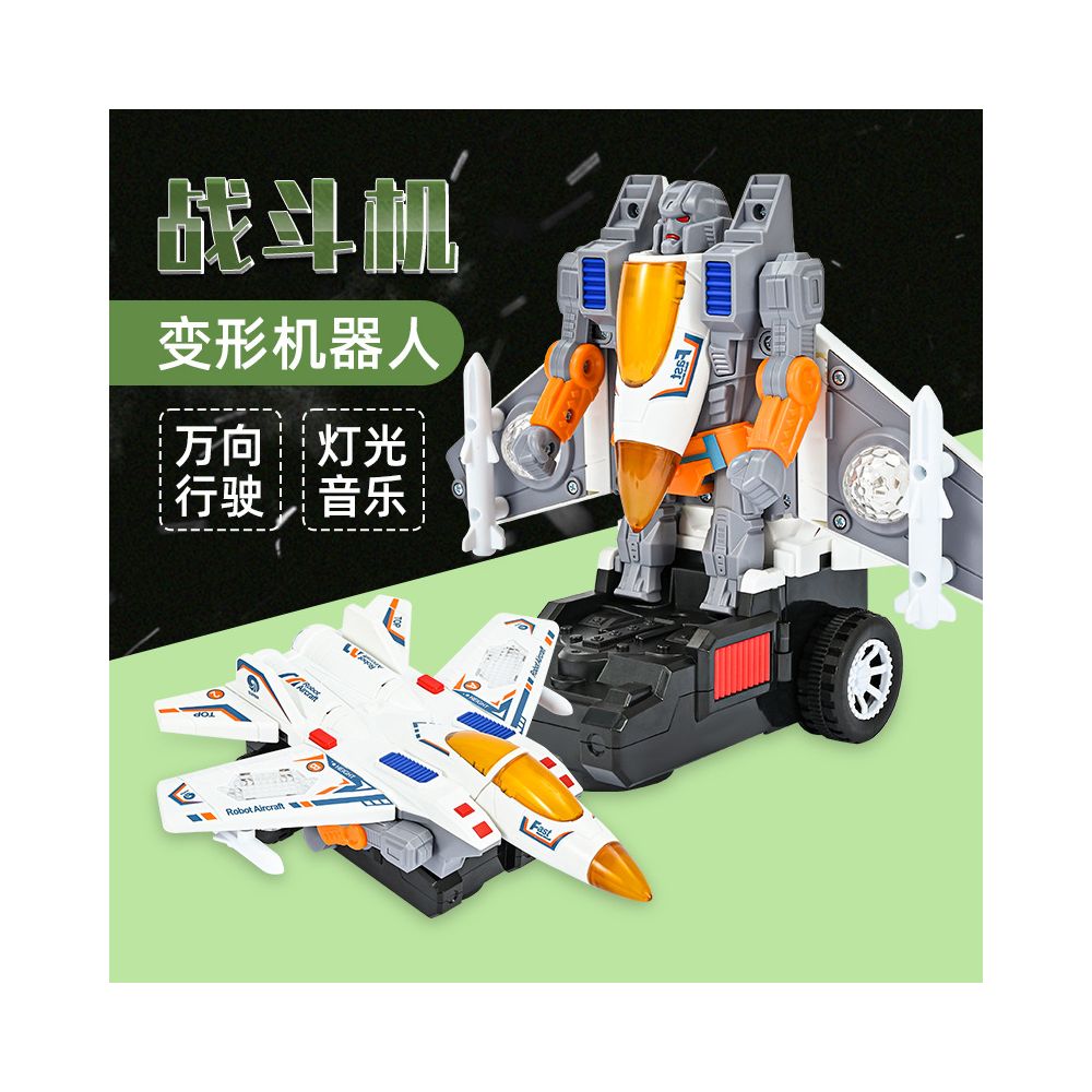 White racing car transforming robot with lights and music omnidirectional automatic shape changing toy for boys