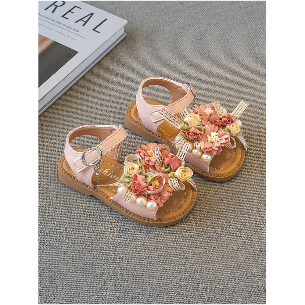 2025 Summer New Girl s Flower Sandals Fairy Style Princess Shoes Children s Baby Shoes Soft soled Beach Shoes Fashionable image 3