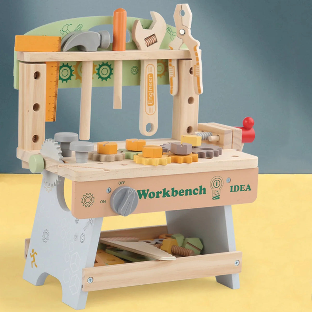 Wooden Tool Bench Simulation DIY Multifunctional Children Repair Play Tool Set for Kids 3 4 5 Year Old Girls Boys Children Gifts