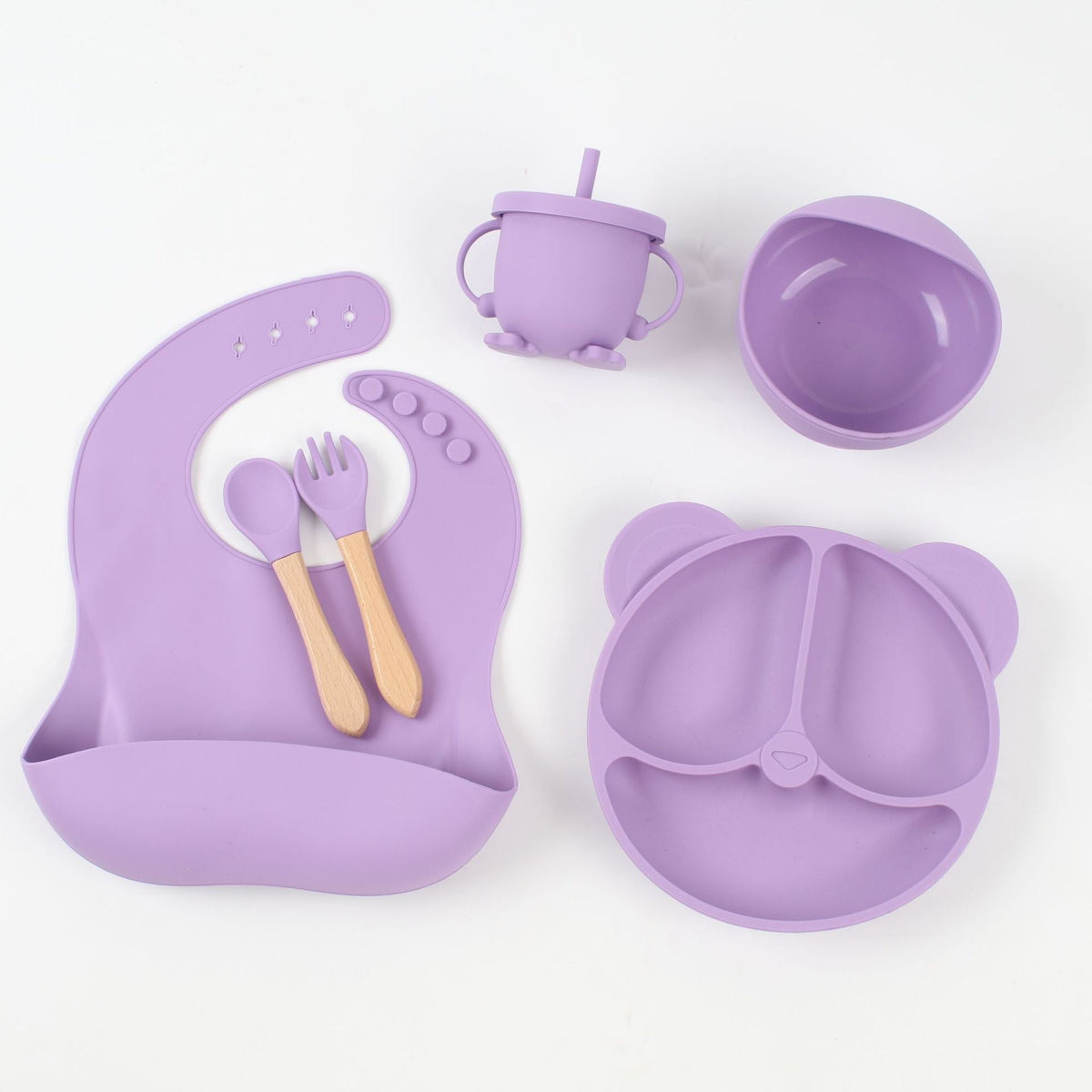 6-Piece Set of Silicone Baby Tableware, Baby Food Bowls, Baby Supplies, Kidsren's Supplies, Mother and Baby Supplies, Supply Plates