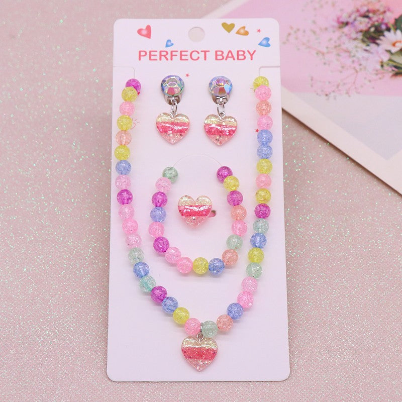Cross-border New Children's Necklace Bracelet suit Cute Unicorn Love Necklace Little Girl Jewelry Clothes Accessories