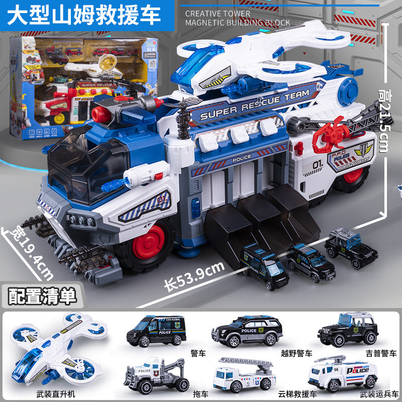 Sam's Same Model Fire Truck Large Toy Car for Boys, Children's Engineering Vehicle Fleet, Boys' Fire Truck Toy