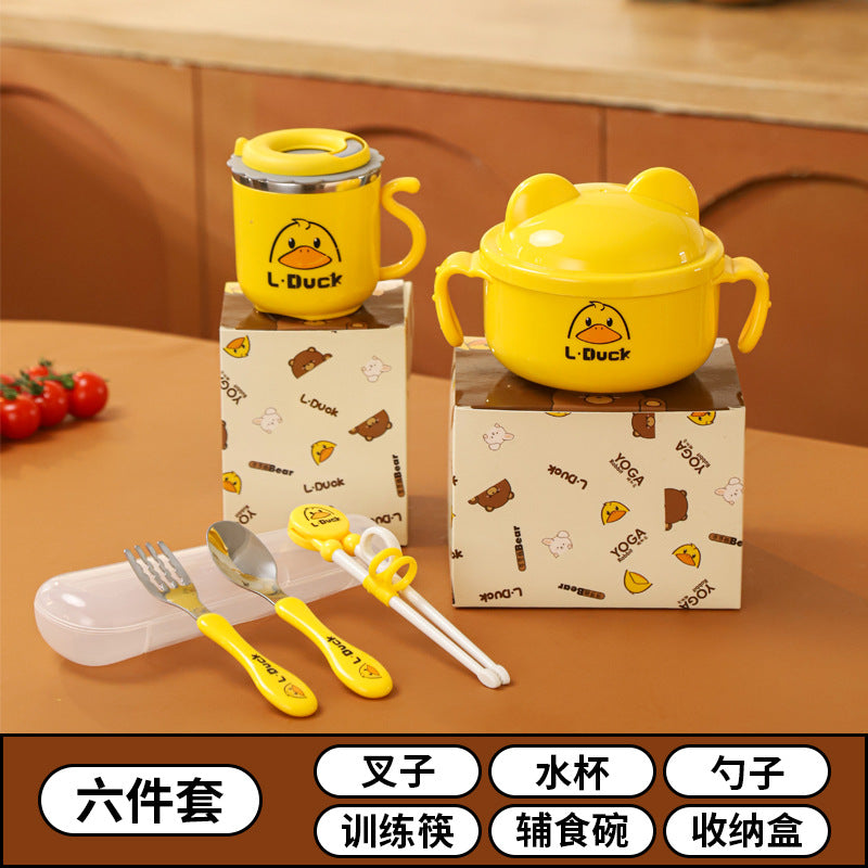Children's Tableware Set 304 Stainless Steel Baby Learning-To-Eat Training Bowl Food-Grade Feeding Plate