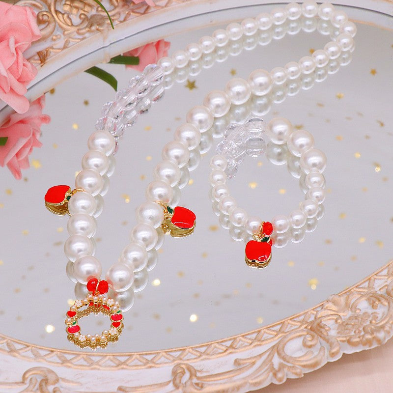 Girls' necklace wholesale imitation pearl girl temperament princess style hanfu clavicle necklace Children Baby bracelet ear clip