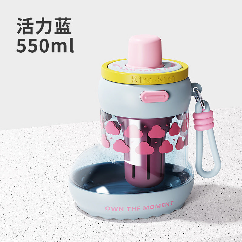 New Baby Bus Car Water Cup High Color Value Children's Suction Tube Cup Outdoor Portable Lid Large Capacity Water Cup