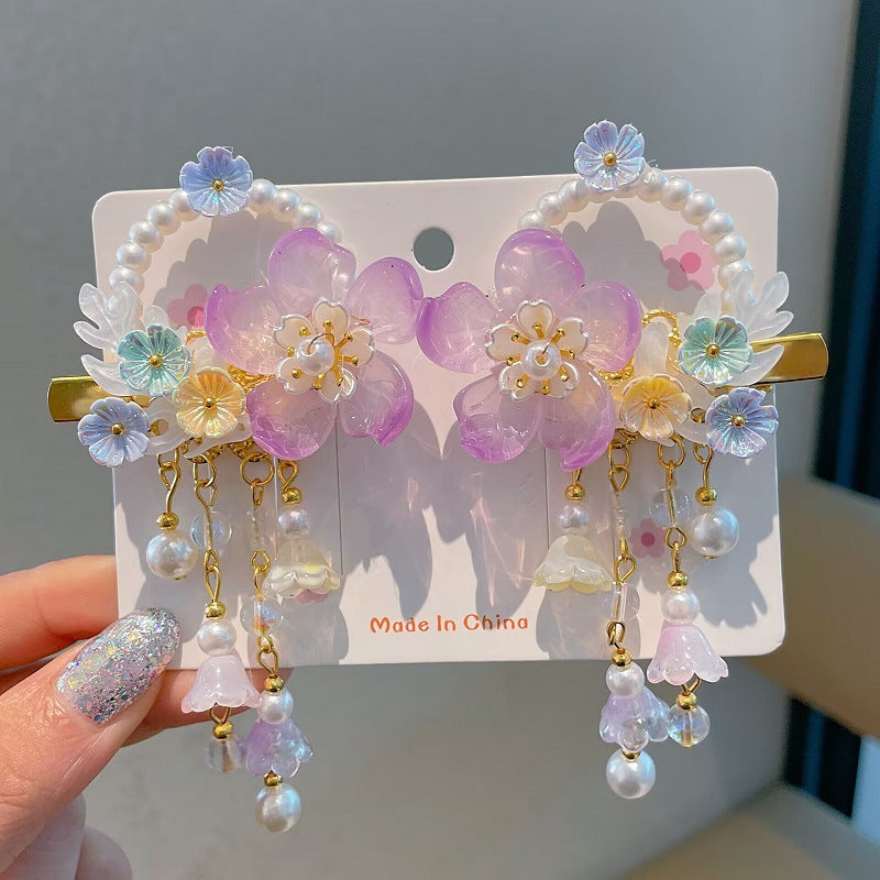 Children's Ancient Style Hair Accessories, Hairpins, Han Dynasty Costume Accessories, Tassels, Flowers, Super Fairy Clips, Girls' Glass Headdresses, Butterflies