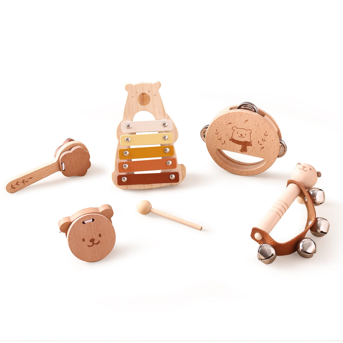 Baby music playing piano early education educational hearing exercise appease beech bite molars wooden rattle toy suit