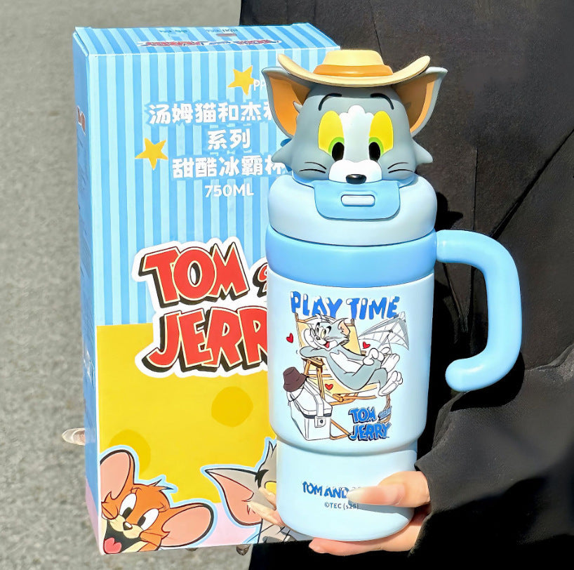 Judy Nick Children's Thermos Cup, New Model, Stylish Straw Cup for Girls, Portable Strap Water Bottle, Specially Designed for Students Going to School