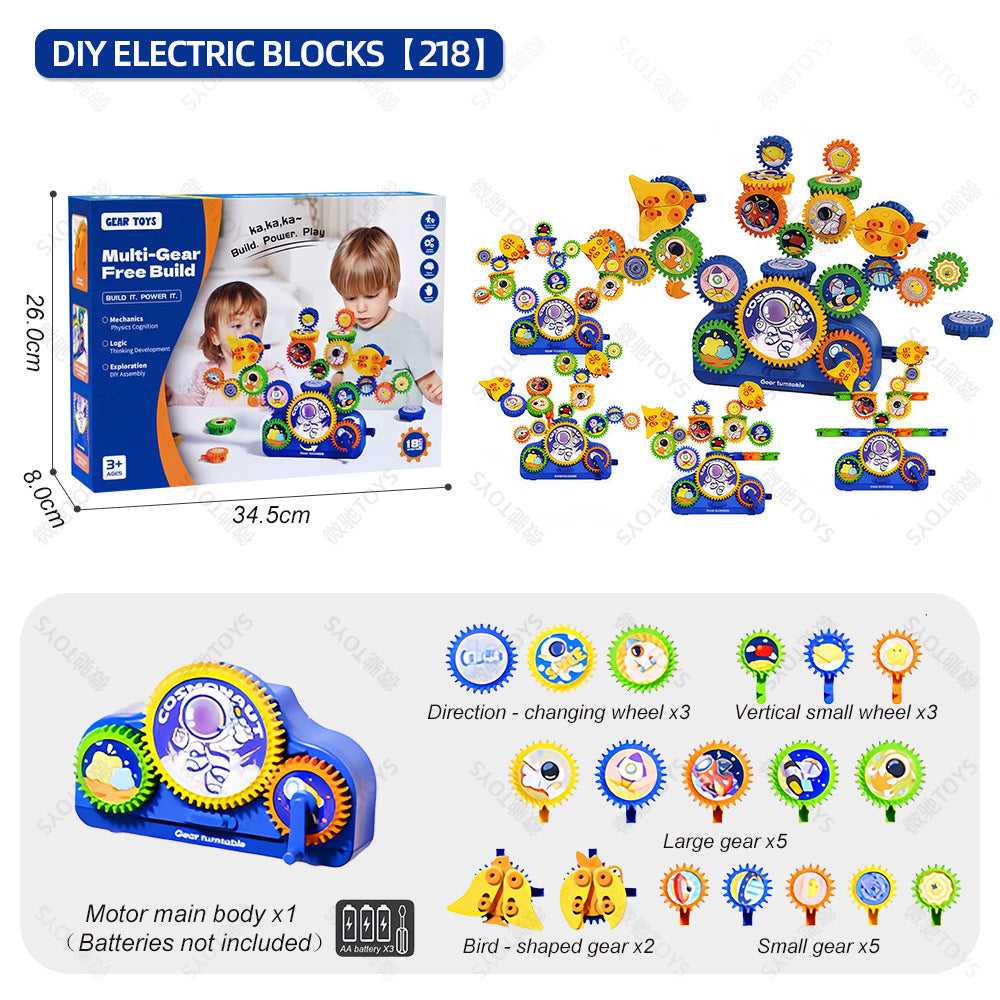 <Supermarket Hot Sale> Versatile Electric Gear Building Blocks Cross-Border Indoor Parent-Child Educational Toy Gift for Children Aged 3-6