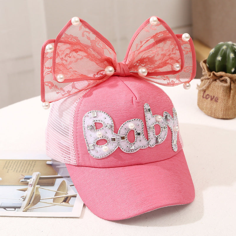 Hat Baby Baseball Cap Breathable Mesh Sun Hat Sun Protection Bowknot Peaked Cap Summer Sun Protection Sun Hat