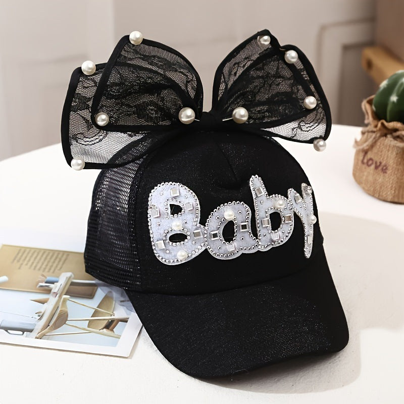 Hat Baby Baseball Cap Breathable Mesh Sun Hat Sun Protection Bowknot Peaked Cap Summer Sun Protection Sun Hat
