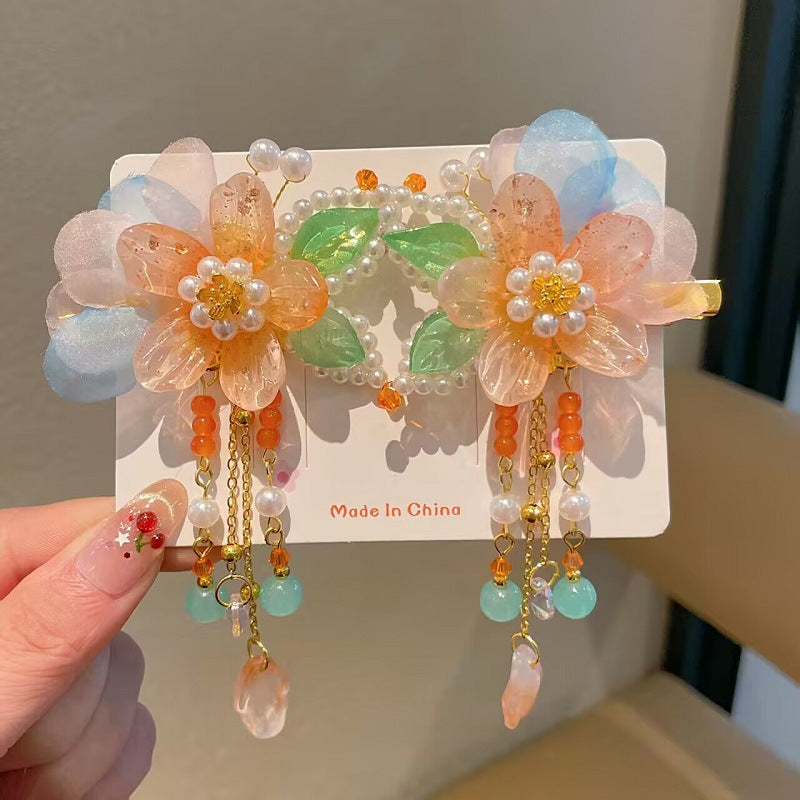 Children's Ancient Style Hair Accessories, Hairpins, Han Dynasty Costume Accessories, Tassels, Flowers, Super Fairy Clips, Girls' Glass Headdresses, Butterflies