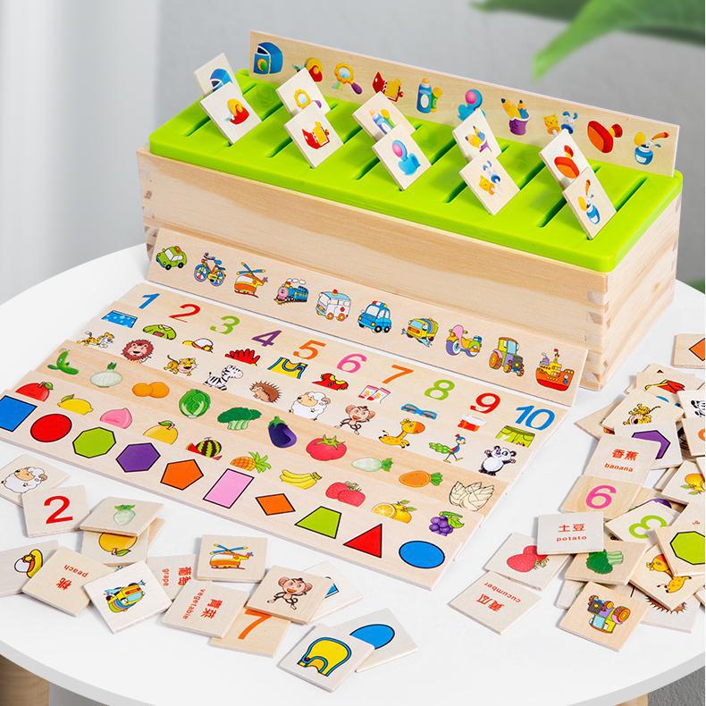 Montessori Early Education Teaching Aids, Kidsren's Educational Toys, Kindergarten Shape and Color Classification Matching Coin Box Gifts