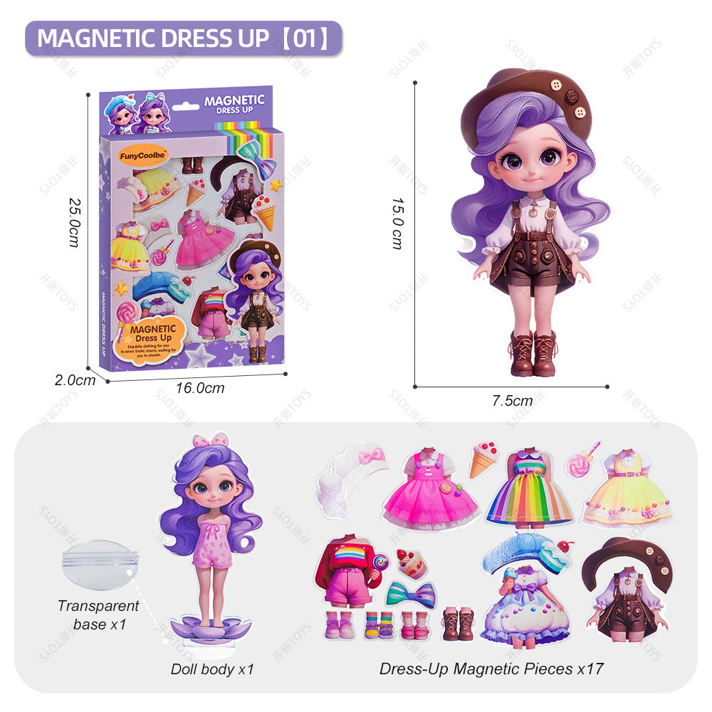 <Ready Stock Wholesale>Diy Magnetic Sticker Dress-Up Toys Kindergarten Girls Magnetic Dress-Up Educational Toy Gifts