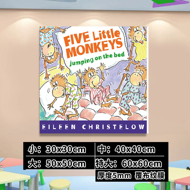 English Classroom Picture Book Library Decoration Kindergarten Corridor Staircase Wall Decoration Hanging Paintings Reading Area Cultural Wall Stickers