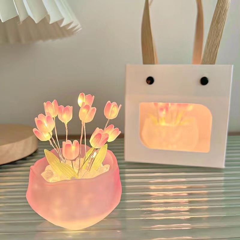 Pumpkin Cup Tulip DIY Night Light Romantic Tulip Pumpkin Lamp Creative Atmosphere Lamp Kidsren's Day Small Gift