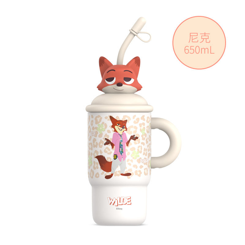 Judy Nick Children's Thermos Cup, New Model, Stylish Straw Cup for Girls, Portable Strap Water Bottle, Specially Designed for Students Going to School