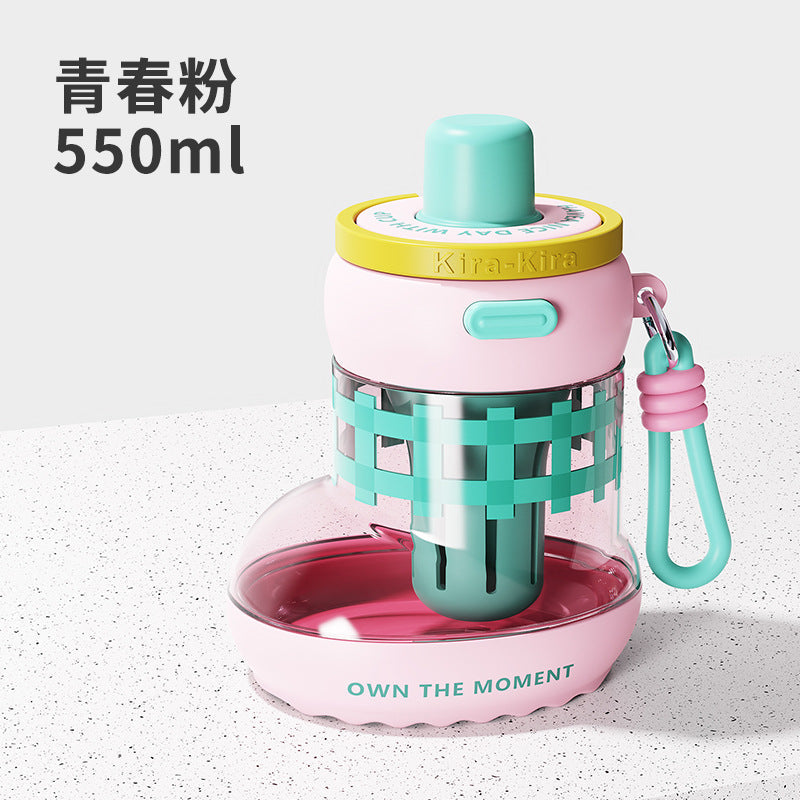 New Baby Bus Car Water Cup High Color Value Children's Suction Tube Cup Outdoor Portable Lid Large Capacity Water Cup