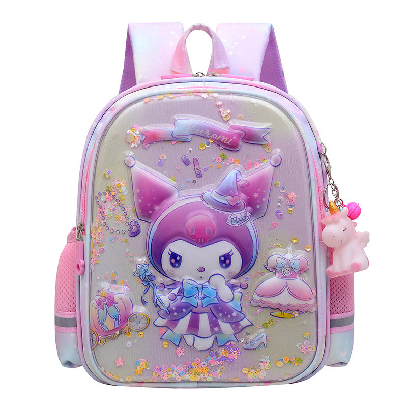 Cute Kuromi Kindergarten School Bag 4-6 Years Old Middle and Large Class Backpack Preschool Girls Children's Hard Shell Bag