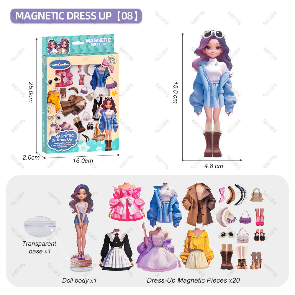 <Ready Stock Wholesale>Diy Magnetic Sticker Dress-Up Toys Kindergarten Girls Magnetic Dress-Up Educational Toy Gifts