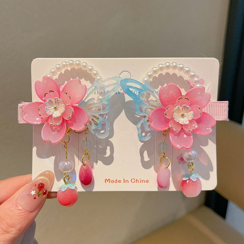 Children's Ancient Style Hair Accessories, Hairpins, Han Dynasty Costume Accessories, Tassels, Flowers, Super Fairy Clips, Girls' Glass Headdresses, Butterflies
