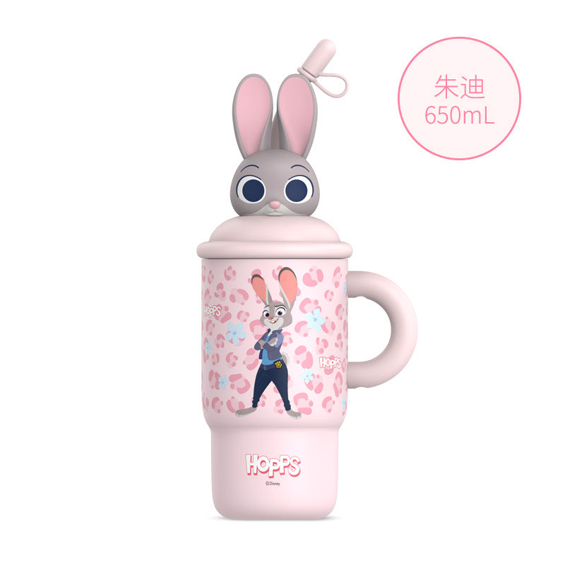 Judy Nick Children's Thermos Cup, New Model, Stylish Straw Cup for Girls, Portable Strap Water Bottle, Specially Designed for Students Going to School