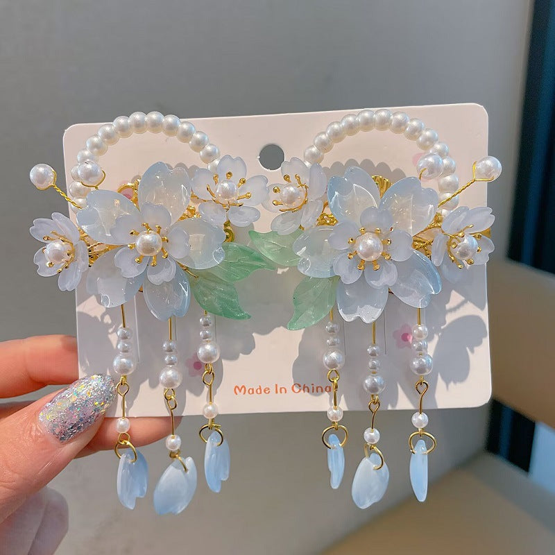 Children's Ancient Style Hair Accessories, Hairpins, Han Dynasty Costume Accessories, Tassels, Flowers, Super Fairy Clips, Girls' Glass Headdresses, Butterflies