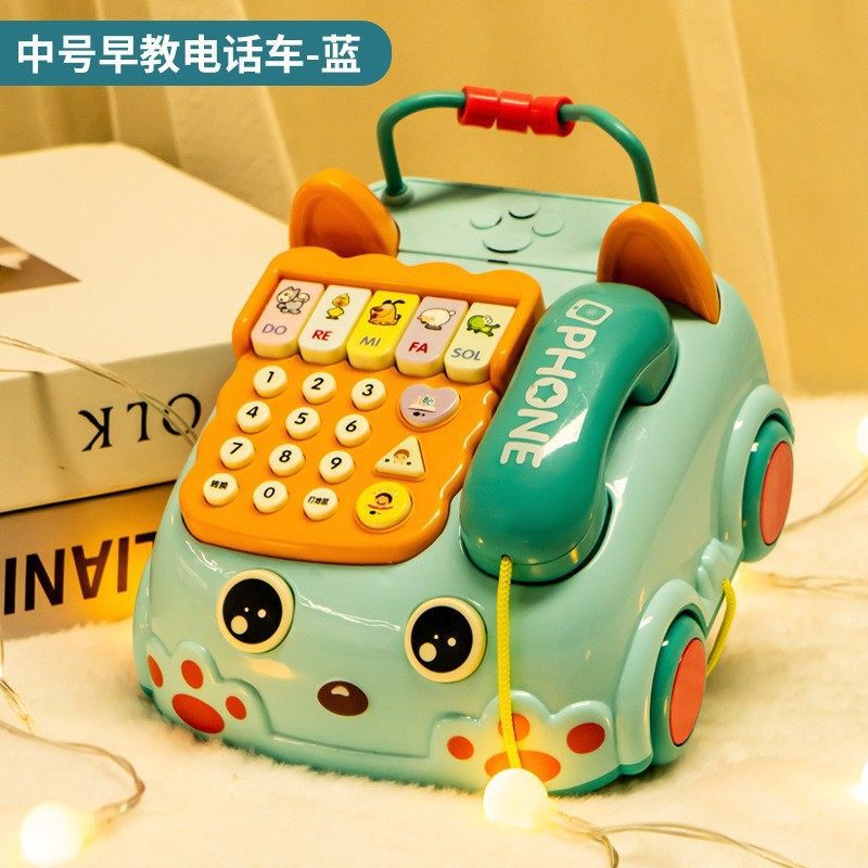 Baby Large Multi-Functional Telephone Cartoon Telephone Car Educational Toy 0-3 Kidsren Early Education Enlightenment Learning Machine