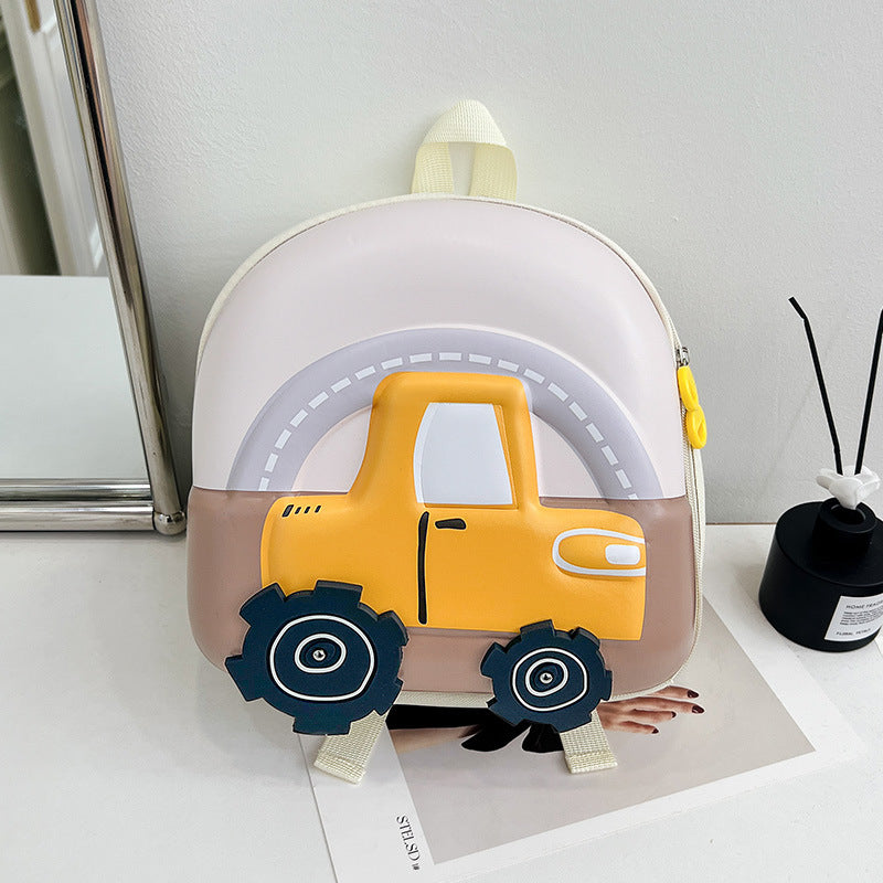 2024 New Children's Bags Kindergarten Primary School Bags Cute Anime Car Boys and Girls Eggshell Backpacks
