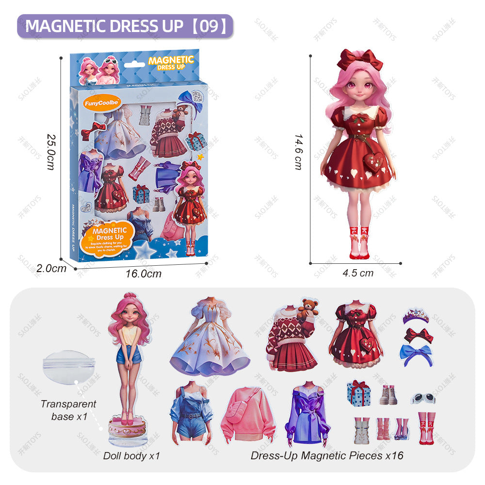 <Ready Stock Wholesale>Diy Magnetic Sticker Dress-Up Toys Kindergarten Girls Magnetic Dress-Up Educational Toy Gifts