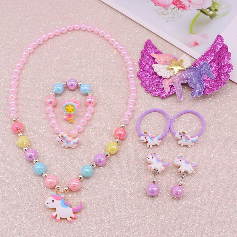 Children's necklace cute cartoon unicorn children's jewelry suit little girl necklace bracelet jewelry baby accessories