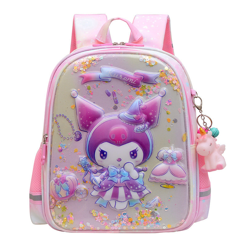 Cute Kuromi Kindergarten School Bag 4-6 Years Old Middle and Large Class Backpack Preschool Girls Children's Hard Shell Bag