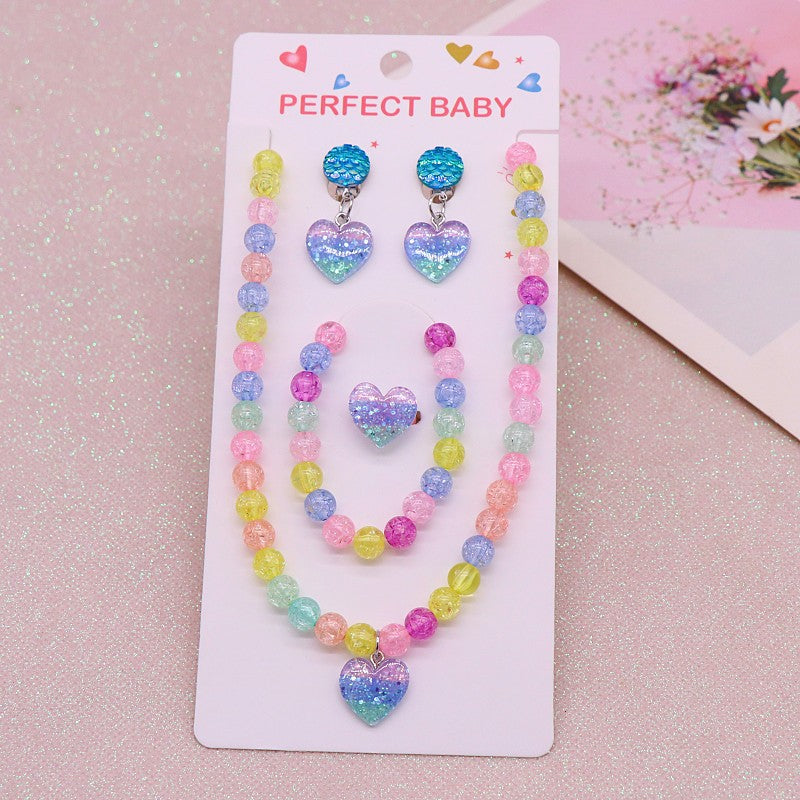 Cross-border New Children's Necklace Bracelet suit Cute Unicorn Love Necklace Little Girl Jewelry Clothes Accessories