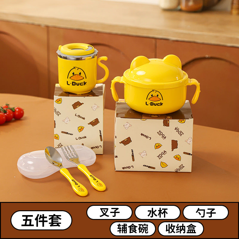 Children's Tableware Set 304 Stainless Steel Baby Learning-To-Eat Training Bowl Food-Grade Feeding Plate