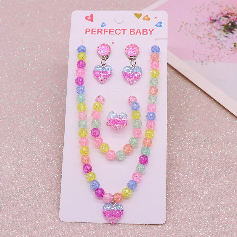 Cross-border New Children's Necklace Bracelet suit Cute Unicorn Love Necklace Little Girl Jewelry Clothes Accessories