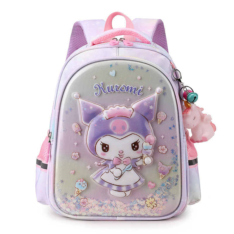 Children's Schoolbags, Cute Kuromi Kindergarten Schoolbags, Baby Girl's Burden-Reducing Backpack, First Grade Primary School Student's Schoolbag