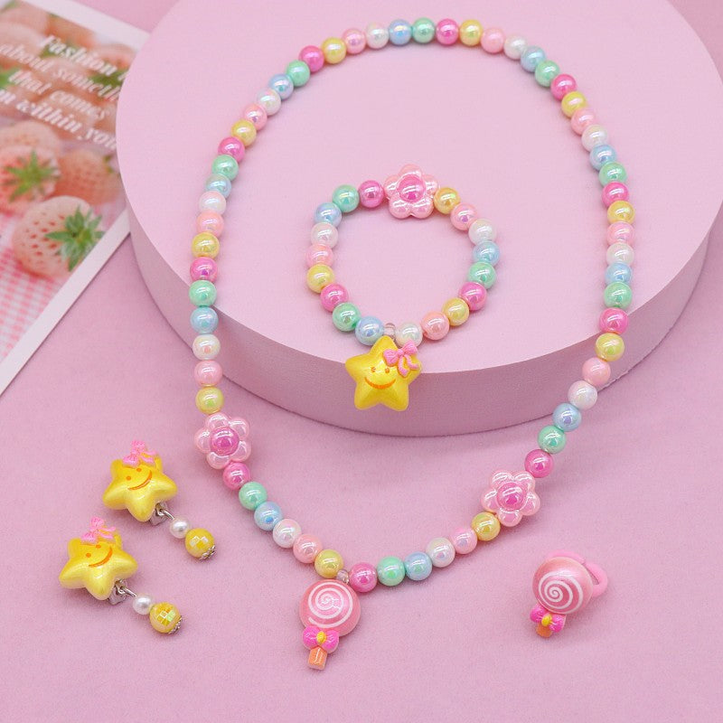 Cross-border New Children's Necklace suit Girls Beaded Necklace Cute Cartoon Necklace Girls Baby Jewelry