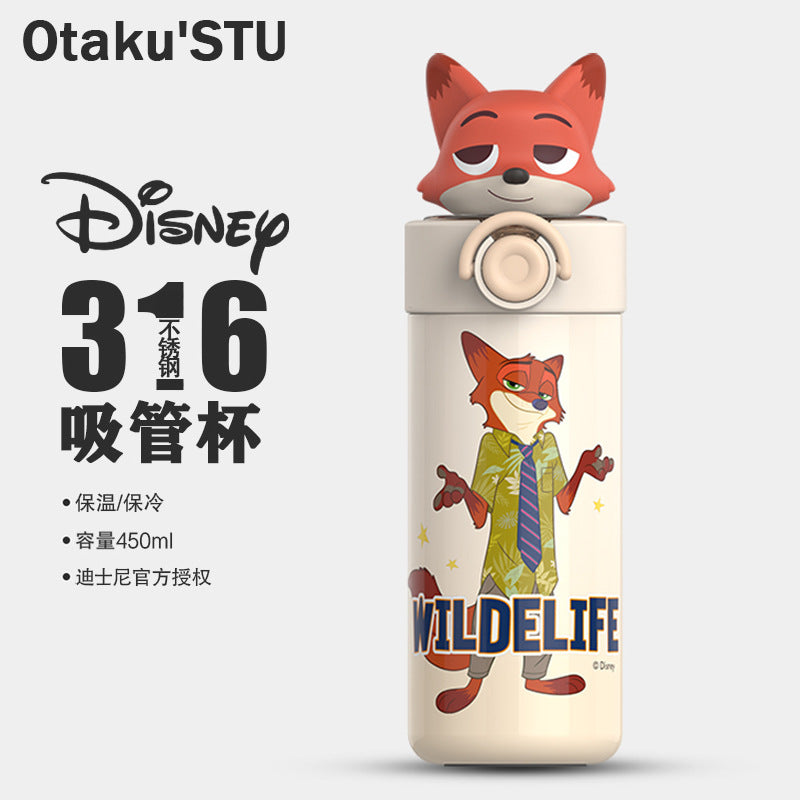 Judy Nick Children's Thermos Cup, New Model, Stylish Straw Cup for Girls, Portable Strap Water Bottle, Specially Designed for Students Going to School