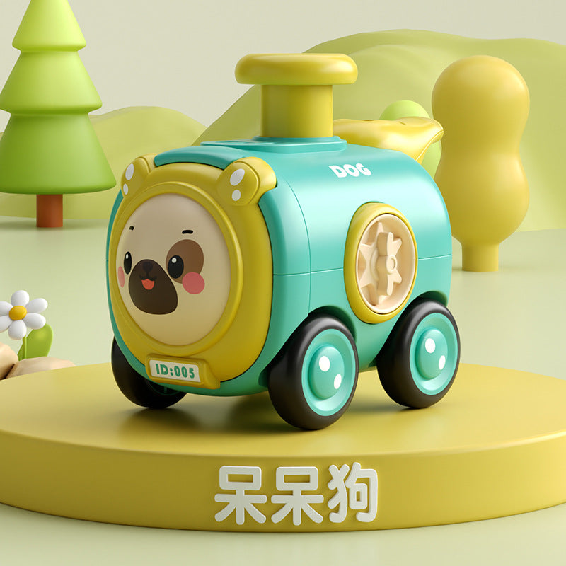New Inertia Toy Car Pressing Face-changing Whistle Train Fall-resistant Cartoon Car Boy Parent-Child Interaction