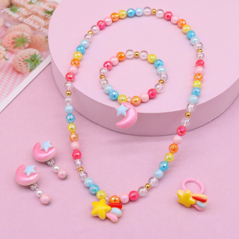 Cross-border New Children's Necklace suit Girls Beaded Necklace Cute Cartoon Necklace Girls Baby Jewelry