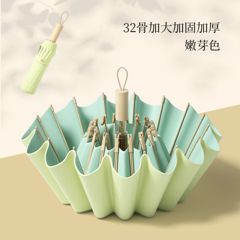 32-Bone Foldableing Sunny and Rainy Umbrella for Women, Sunny and Rainy Dual-Use Sun Protection and Anti-Uv Sun Umbrella, Enlarged, Reinforced and Thickeneded Sunshade