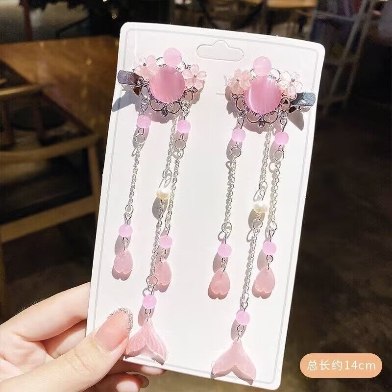 Children's Ancient Style Hair Accessories, Hairpins, Han Dynasty Costume Accessories, Tassels, Flowers, Super Fairy Clips, Girls' Glass Headdresses, Butterflies