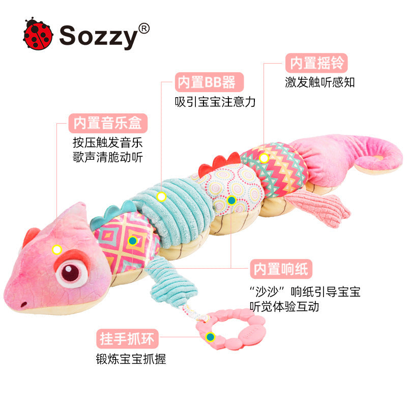 Sozzy Chameleon Height Ruler Newborn Baby Comfort Toy Plush Baby Toy 0-1 Years Old Educational