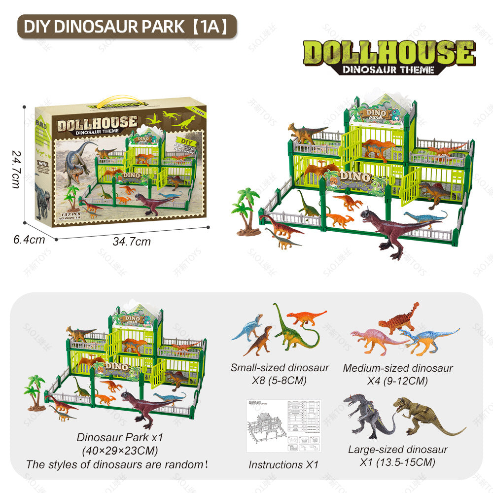 <Portable Gift Box>Diy Dinosaur Villa Assembling Toy Amazon Boys Educational Toy Gift 3-8 Years Old