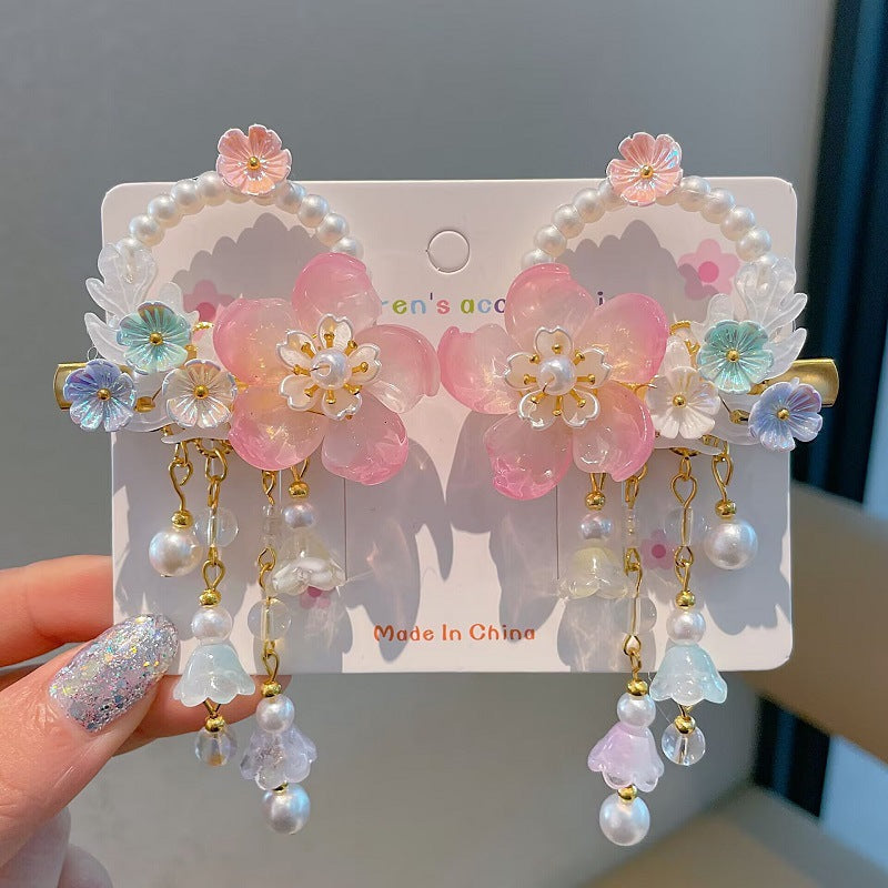 Children's Ancient Style Hair Accessories, Hairpins, Han Dynasty Costume Accessories, Tassels, Flowers, Super Fairy Clips, Girls' Glass Headdresses, Butterflies