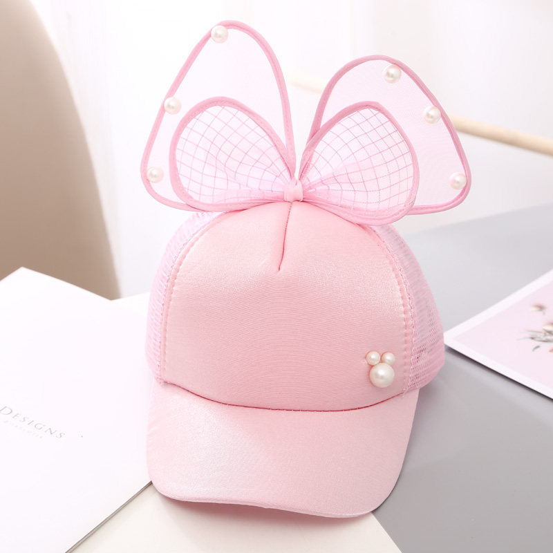 Hat Baby Baseball Cap Breathable Mesh Sun Hat Sun Protection Bowknot Peaked Cap Summer Sun Protection Sun Hat