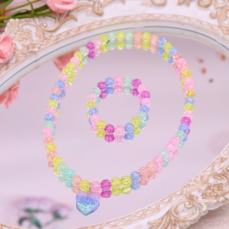 Cross-border New Children's Necklace Bracelet suit Cute Unicorn Love Necklace Little Girl Jewelry Clothes Accessories