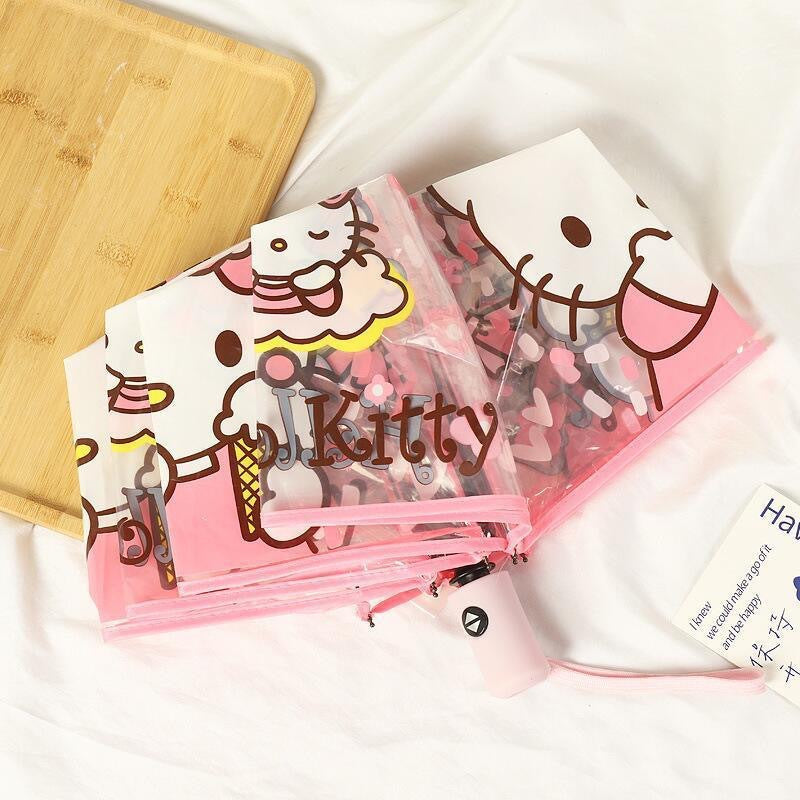 Sanrio Authentic My Melody Sunscreen Umbrella for Women, Dual-Use for Sun and Rain, Thickened Folding Manual Umbrella with Figurine Design