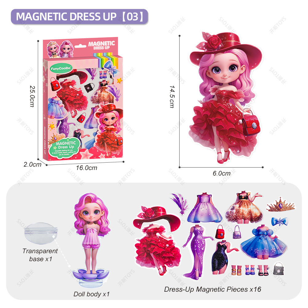 <Ready Stock Wholesale>Diy Magnetic Sticker Dress-Up Toys Kindergarten Girls Magnetic Dress-Up Educational Toy Gifts