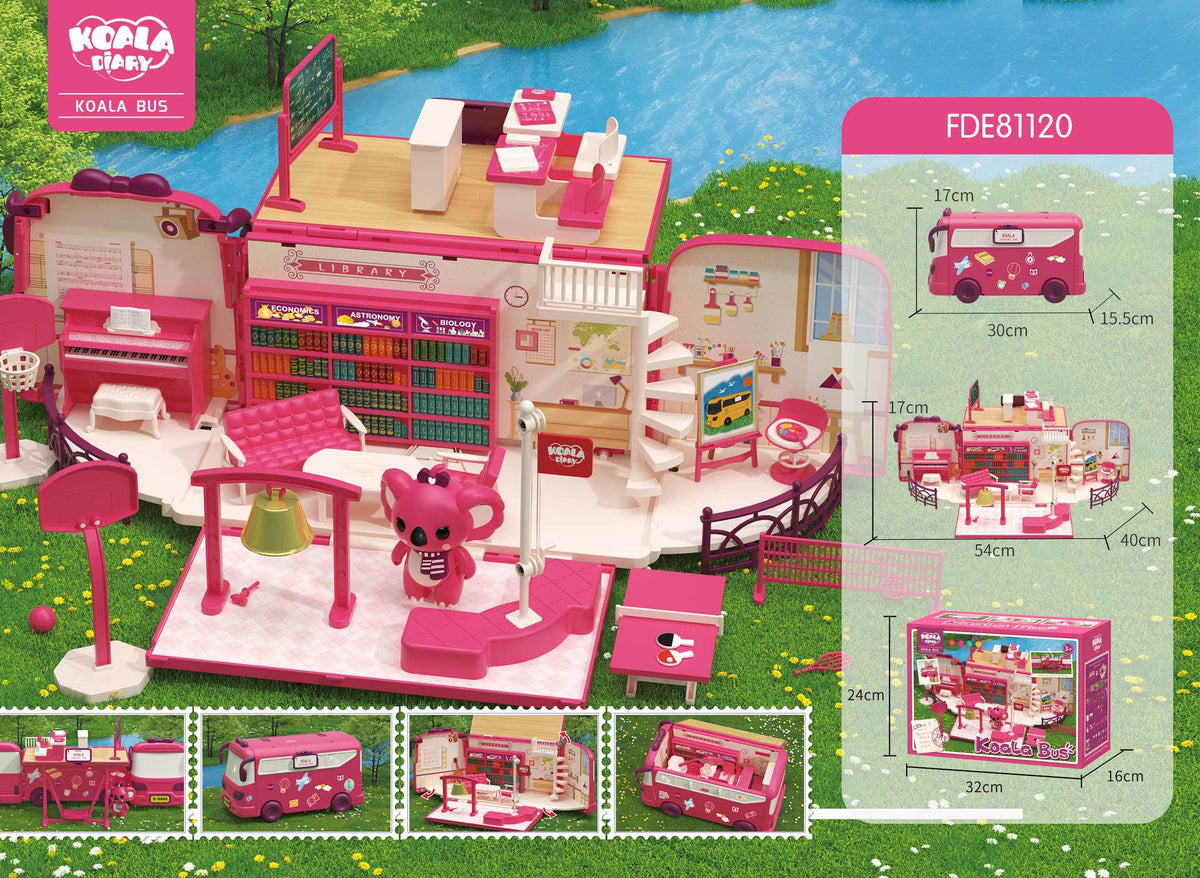 Koala Diary Bus Play House Toy Storage Transformation Rv Villa Doll House Boy Girl Toy Gift